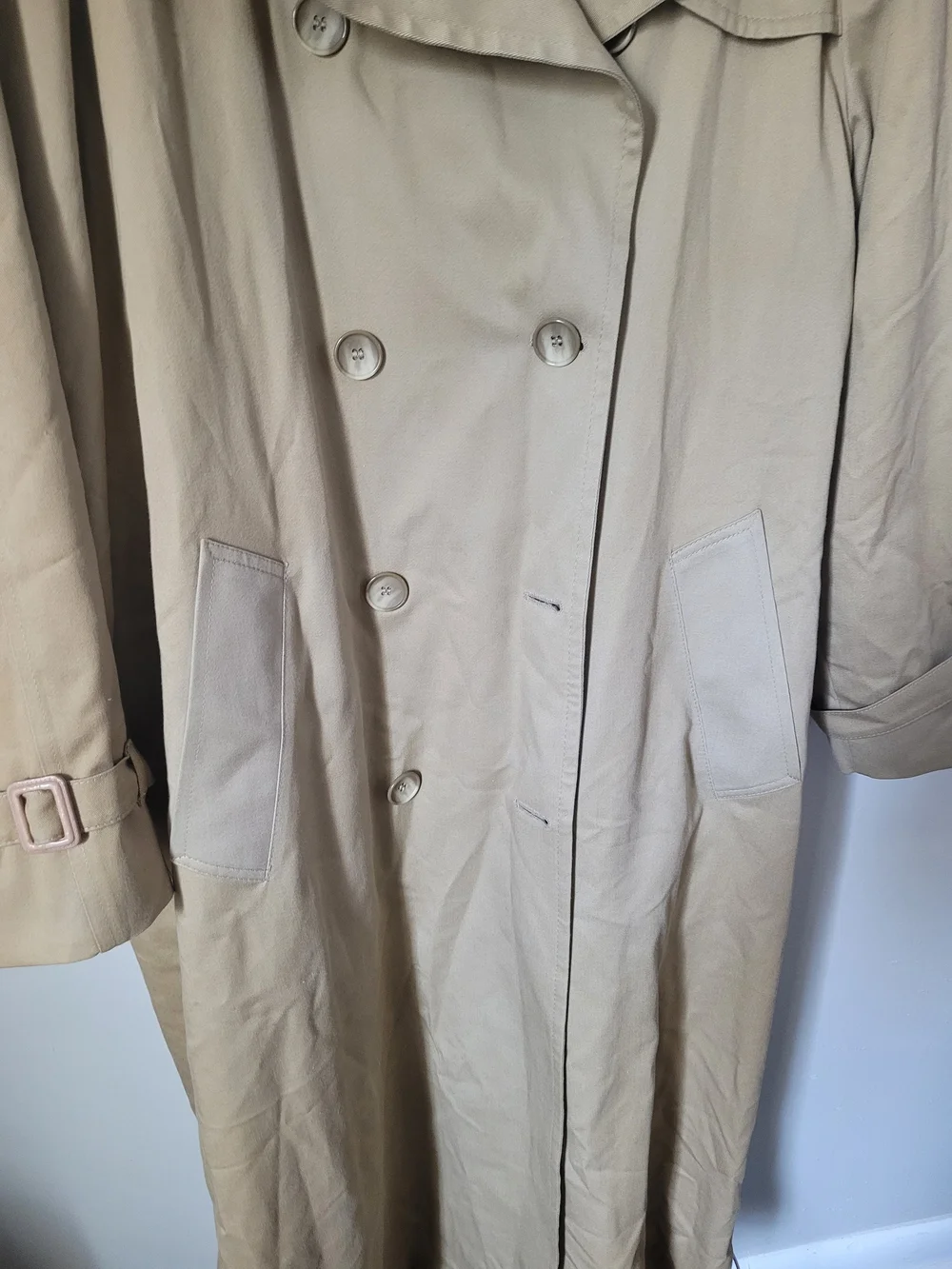 London Fog Vintage Tan Trench Coat with Belted Waist